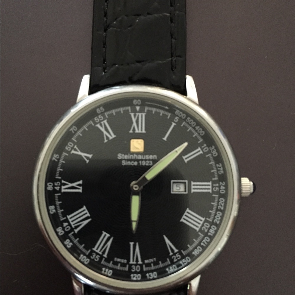 Steinhausen Swiss movement black leather watch​ - Picture 3 of 6